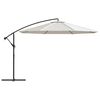 vidaXL Parasol de jardin en porte-&agrave;-faux 3,5 m blanc sable