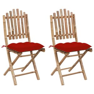 vidaXL Chaises pliantes (lot de 2) avec coussins en bambou