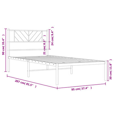 vidaXL Cadre de lit métal sans matelas avec tête de lit blanc 90x200cm