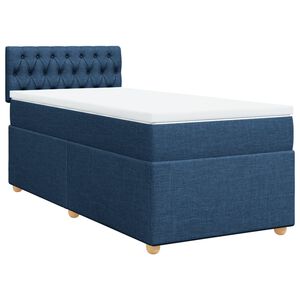 vidaXL Sommier &agrave; lattes de lit avec matelas Bleu 100x200 cm Tissu