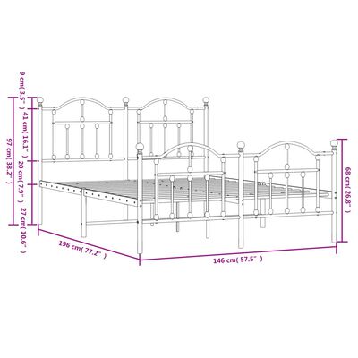 vidaXL Cadre de lit métal sans matelas avec pied de lit noir 140x190cm