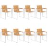 vidaXL Chaises de jardin lot de 8 Bois teck solide et acier inoxydable