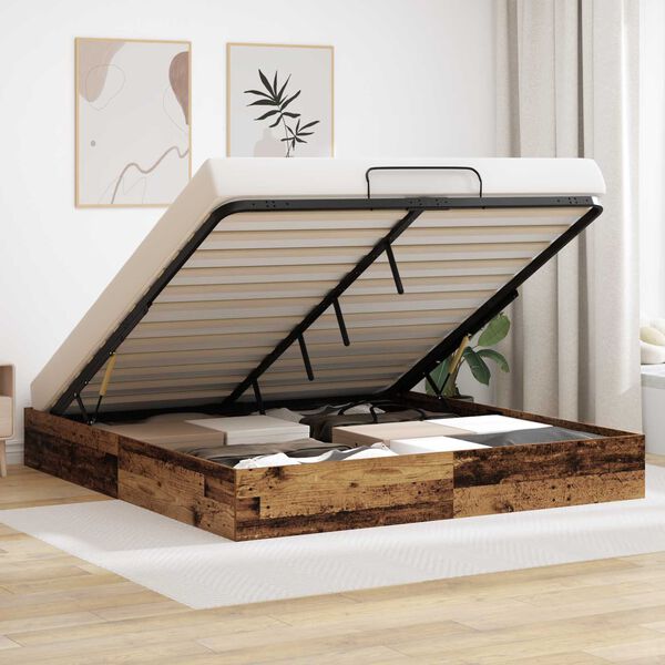 vidaXL Cadre de lit ottoman Bois ancien 193 x 120 x 25 cm