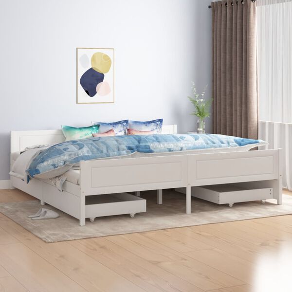 vidaXL Cadre de lit sans matelas blanc bois massif de pin 200x200 cm