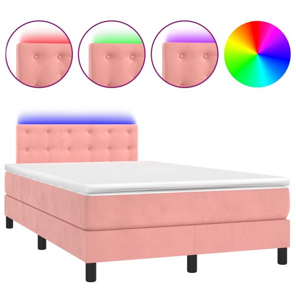 vidaXL Sommier &agrave; lattes de lit avec matelas et LED Rose 120x200cm