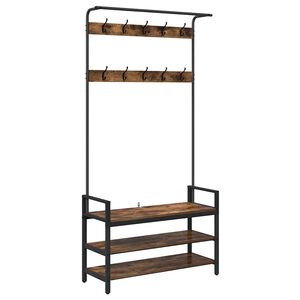 vidaXL Porte-manteau Ch&ecirc;ne fum&eacute; 95 x 34 x 184 cm Bois d'ing&eacute;nierie