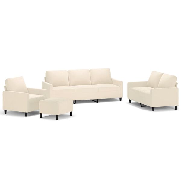 vidaXL Ensemble de canap&eacute;s 4 pcs avec coussins Cr&egrave;me Velours
