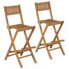 vidaXL Tabourets pliables de bar d'extérieur lot de 2 bois teck solide