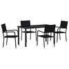 vidaXL Ensemble de salle &agrave; manger pour jardin 5 pcs Noir polyrotin