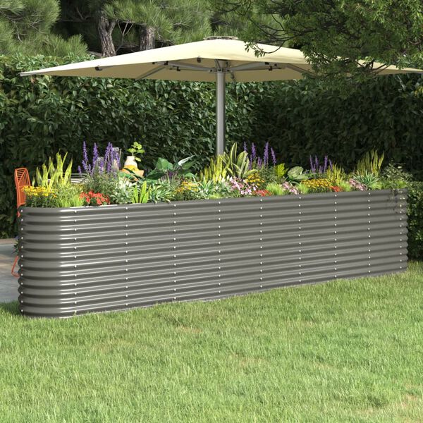 vidaXL Lit surélevé de jardin Acier galvanisé 332x40x68 cm gris