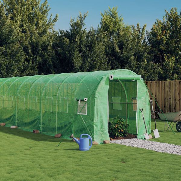 vidaXL Serre avec cadre en acier vert 44 m&sup2; 22x2x2 m