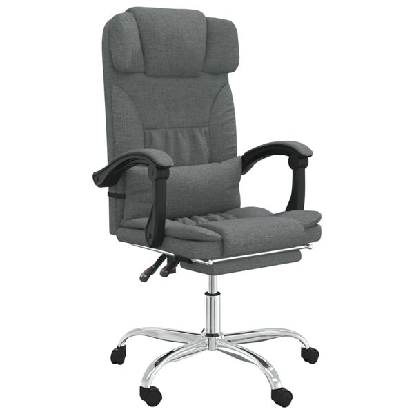 vidaXL Fauteuil de massage inclinable de bureau Gris fonc&eacute; Tissu