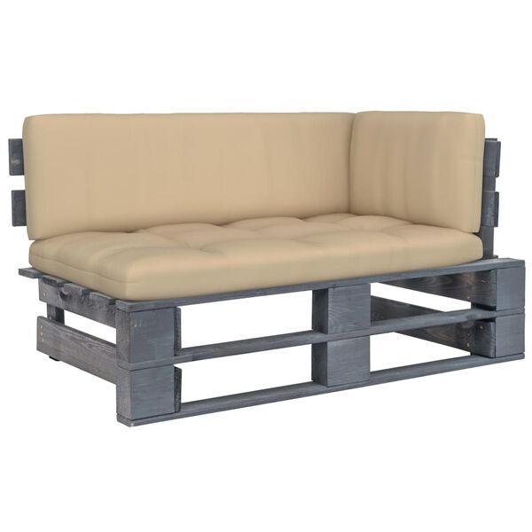 vidaXL Canap&eacute; d'angle palette de jardin Gris Bois de pin impr&eacute;gn&eacute;