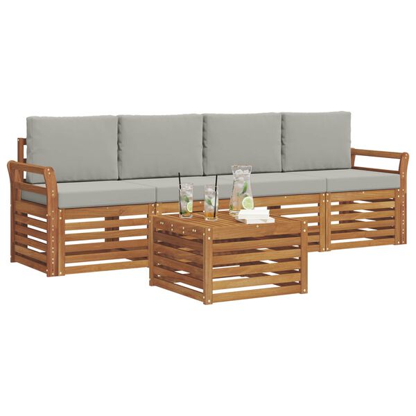 vidaXL Ensembles de canap&eacute;s avec coussin 5 pcs Gris Naturel et Clair