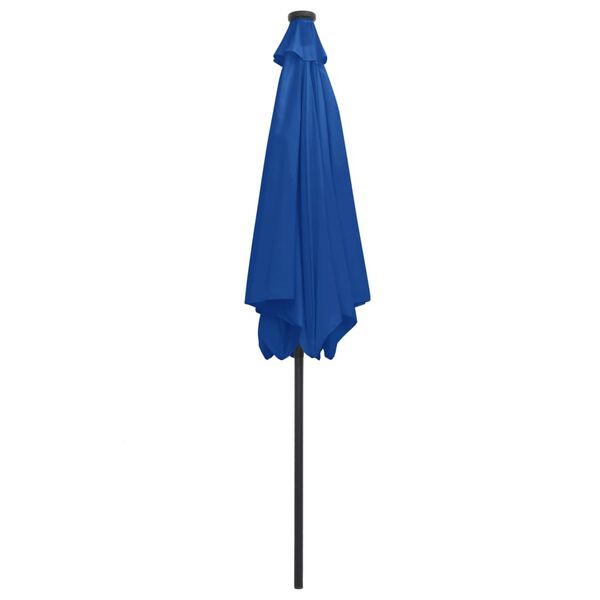 vidaXL Parasol de jardin et lumi&egrave;res LED m&acirc;t en aluminium bleu azur&eacute;