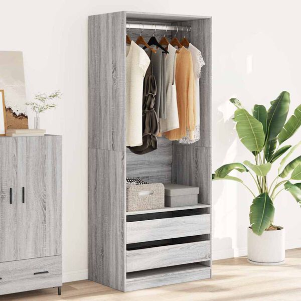 vidaXL Garde-robe sonoma gris 80x50x200 cm bois d'ing&eacute;nierie