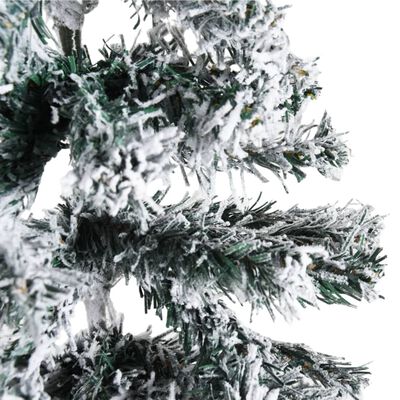 vidaXL Demi sapin de Noël artificiel mince avec neige floquée 150 cm