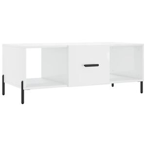 vidaXL Table basse Blanc brillant 102x50x40 cm Bois d'ingénierie