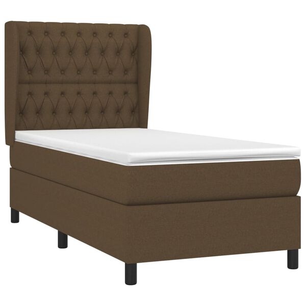 vidaXL Sommier &agrave; lattes de lit avec matelas Marron fonc&eacute; 90x200 cm