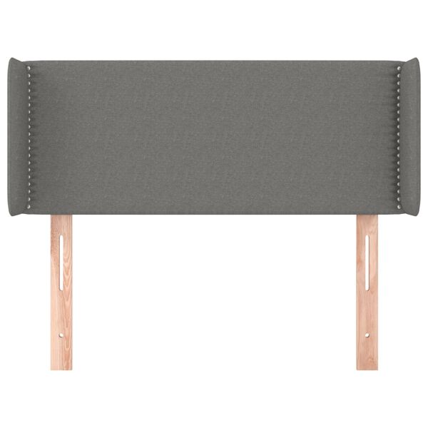 vidaXL T&ecirc;te de lit avec oreilles Gris fonc&eacute; 93x16x78/88 cm Tissu
