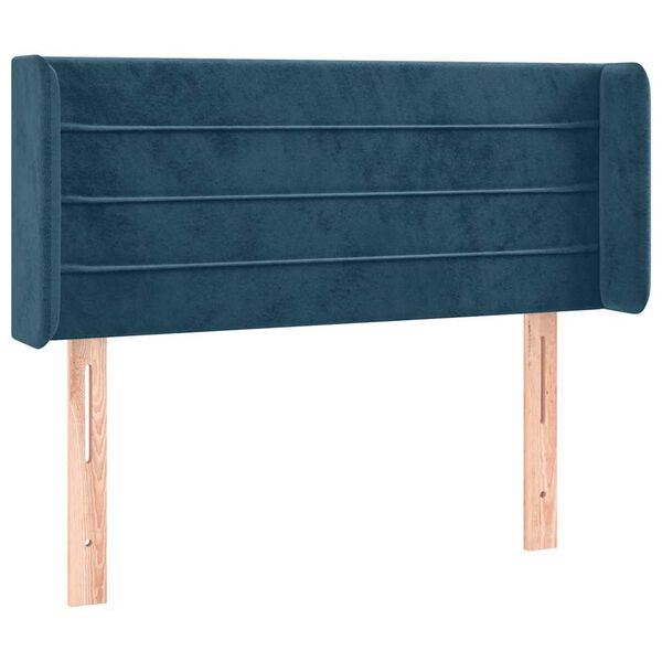 vidaXL T&ecirc;te de lit avec oreilles Bleu fonc&eacute; 93x16x78/88 cm Velours