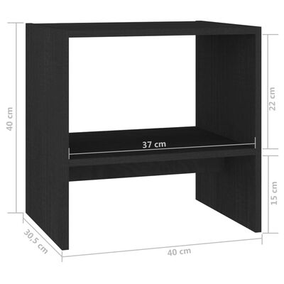 vidaXL Tables de chevet 2 pcs Noir 40x30,5x40 cm Bois de pin massif