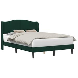vidaXL Cadre de lit avec t&ecirc;te de lit Vert fonc&eacute; 140 x 200 cm Velours