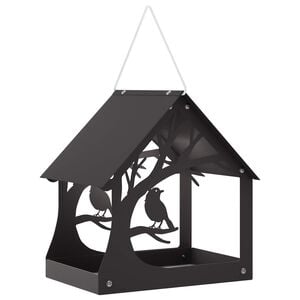vidaXL Mangeoire &agrave; oiseaux suspendue Acier Noir