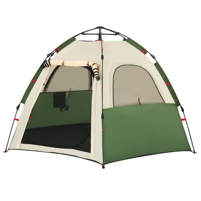 vidaXL Tente de camping cabine 4 personnes vert libération rapide