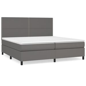 vidaXL Sommier &agrave; lattes de lit avec matelas Gris 200x200 cm Similicuir
