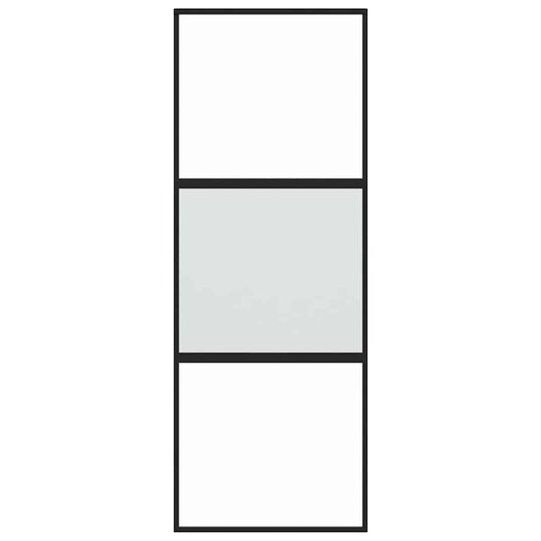 vidaXL Porte coulissante noir 76x205 cm verre trempé aluminium