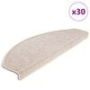 vidaXL Tapis d'escalier 30 pi&egrave;ces 65 x 24 x 4 cm Taupe Demi-rond Grand