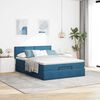 vidaXL Cadre de lit ottoman avec matelas bleu fonc&eacute; 140x200 cm velours