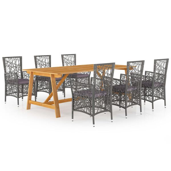 vidaXL Ensemble &agrave; manger de jardin 7 pcs Gris