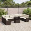 vidaXL Ensemble de canap&eacute; de jardin 11 pcs Marron Poly Rattan