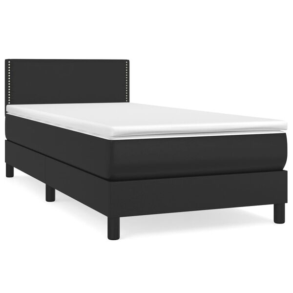 vidaXL Sommier &agrave; lattes de lit avec matelas Noir 90x190 cm Similicuir