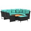 vidaXL Ensembles de meubles 7 pc Noir et turquoise Rotin PE