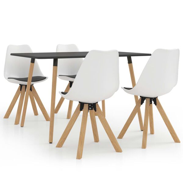 vidaXL Ensemble de salle &agrave; manger 5 pcs Blanc et noir