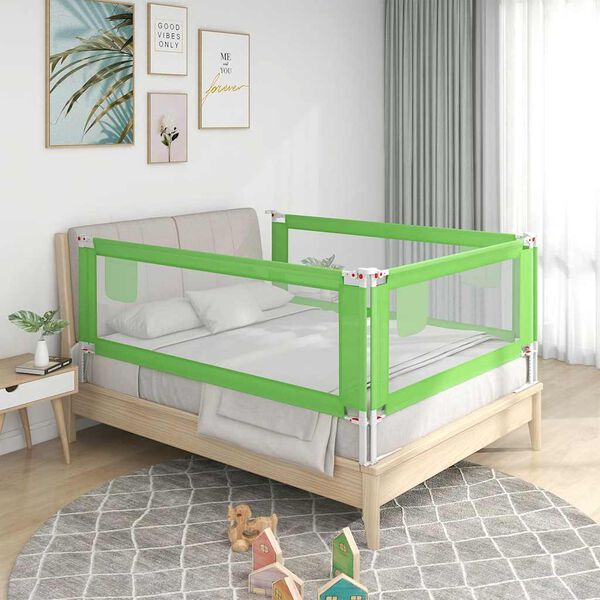 vidaXL Barrière de sécurité de lit d'enfant Vert 100x25 cm Tissu