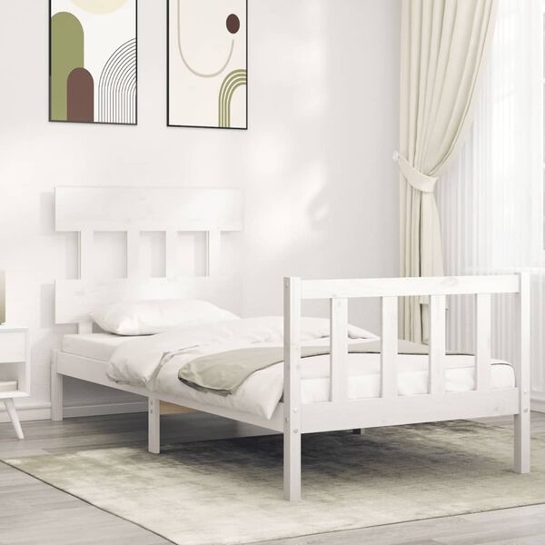 vidaXL Cadre de lit sans matelas blanc 100x200 cm bois de pin massif
