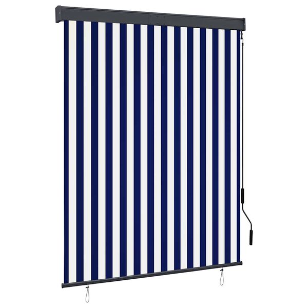 vidaXL Store roulant d'ext&eacute;rieur 140x250 cm Bleu et blanc