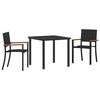 vidaXL Ensemble de salle à manger pour jardin 3 pcs Noir Poly rotin