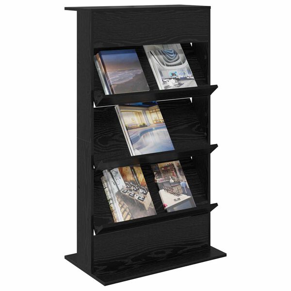 vidaXL &Eacute;tag&egrave;re &agrave; magazines avec &eacute;tag&egrave;re Ch&ecirc;ne noir 70 x 41 x 126 cm