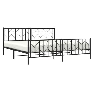 vidaXL Cadre de lit métal sans matelas avec pied de lit noir 193x203cm