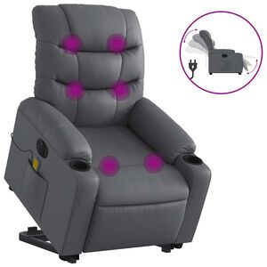 vidaXL Fauteuil inclinable de massage &eacute;lectrique gris similicuir