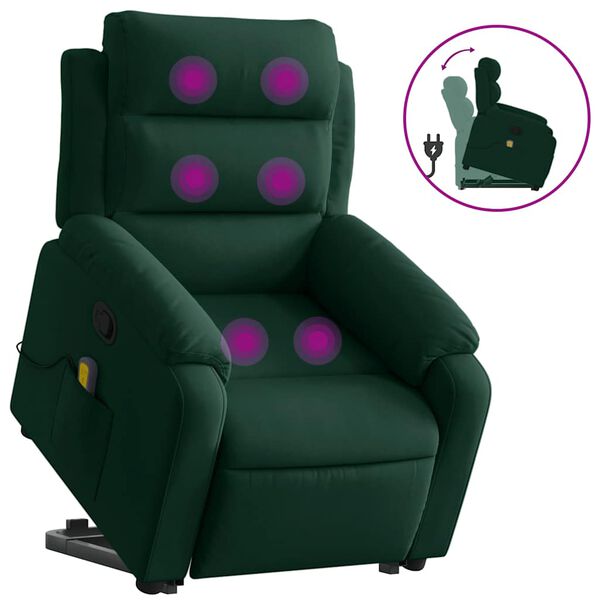 vidaXL Fauteuil inclinable Vert fonc&eacute; Velours
