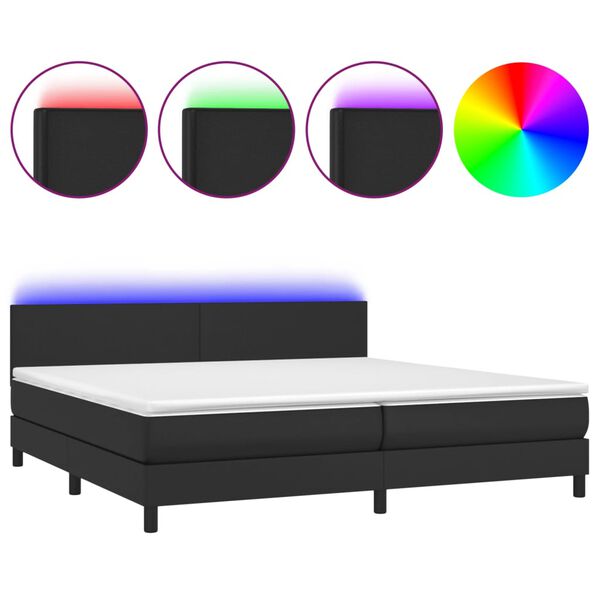 vidaXL Sommier &agrave; lattes de lit avec matelas et LED Noir 200x200 cm