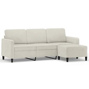 vidaXL Canap&eacute; &agrave; 3 places avec repose-pieds Cr&egrave;me 180 cm Velours