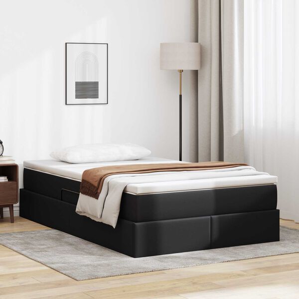 vidaXL Lit avec rangement et matelas Noir 120 x 190 cm Simili cuir