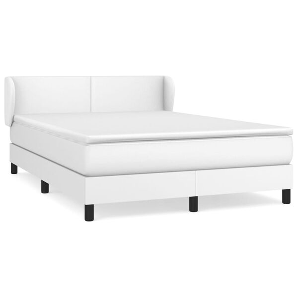 vidaXL Sommier &agrave; lattes de lit avec matelas Blanc 140x190cm Similicuir